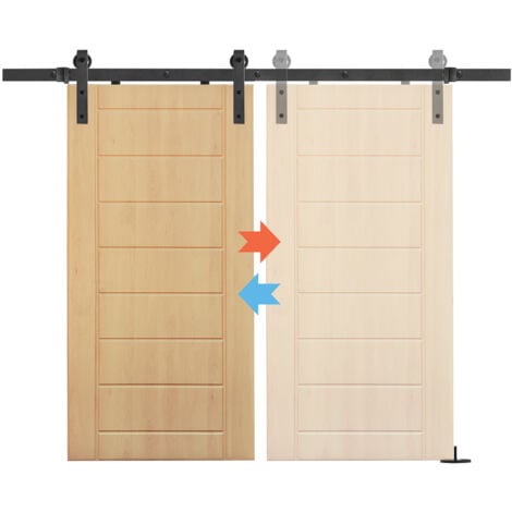 AUFUN 200 cm Binario per Porta Scorrevole, Set di Porta Scorrevole Esterno Muro, Binari di Scorrimento, Portata Massima 130 kg