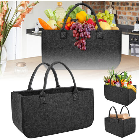 AUFUN Bois de cheminée en Feutre  Sac en Feutre avec poignée de Transport Panier de Rangement, Jouets, Journaux