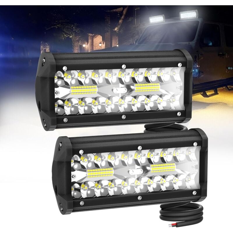 Aufun - 2x120W projecteur led bar, projecteur étanche, spot led combo, réflecteur led pour voiture, tracteur, camion, suv