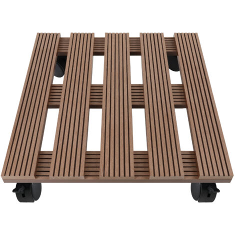 AUFUN 30 x 30 cm WPC Plateau à plantes, bac à plantes avec roulettes avec en PP, Seau Roller pour une utilisation en extérieur et en intérieur (marron, Carré)