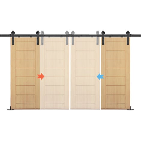 AUFUN 366 cm Binario per Porta Scorrevole, Set di Porta Scorrevole Esterno Muro, Binari di Scorrimento, Portata Massima 130 kg