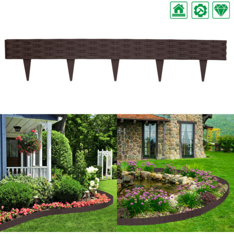AUFUN 5m Rotin Bordure de pelouse avec 5 éléments de 100 cm