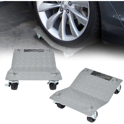 AUFUN Aide au Manœuvre 2 Pièces, Cric de Déplacement pour Voitures, Camions, Tracteurs, Plateforme Mobile pour Pneus, Capacité de Charge 500 kg Chacun, Argent