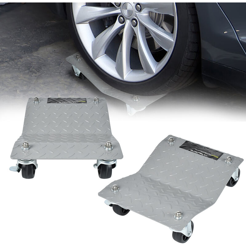 Aufun - Aide au Manœuvre 2 Pièces, Cric de Déplacement pour Voitures, Camions, Tracteurs, Plateforme Mobile pour Pneus, Capacité de Charge 500 kg