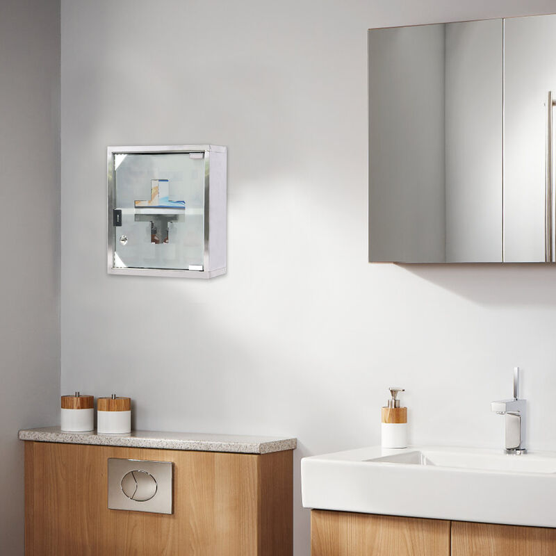 Armoire ـ Pharmacie en Acier Inoxydable Armoire ـ Pharmacie Armoire de Premiers Secours Armoire ـ Pharmacie, 3 compartiments pour la maison, 50 x 30