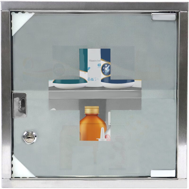 Armoire ـ Pharmacie en Acier Inoxydable Armoire ـ Pharmacie Armoire de Premiers Secours Armoire ـ Pharmacie, 2 compartiments pour la maison, 30 x 30