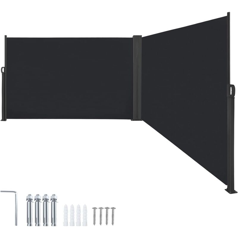 Aufun - Paroi latérale extensible pour balcon, protection solaire, brise-vue, brise-vent, opaque, avec support mural pour jardin (anthracite, 160 x