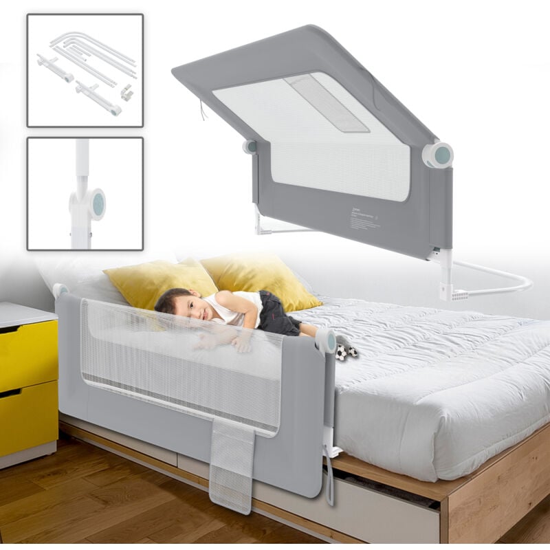 Barrière de lit, barrière de protection de lit portable, 150 cm, barrière de lit pliable pour enfants, barrière de lit bébé, pliable, portable, lit