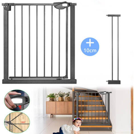Barrière De Sécurité Rétractable Enfant & Chien 1.5M/3M/5M - Renforcée Fibre De Verre Noir - Porte Bébé Escaliers