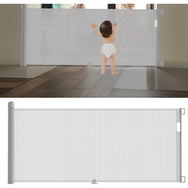 Aufun - Barrière d'escalier, Barrière de Porte Extensible, Barrière d'escalier, Barrière avec Système de Sécurité Enfant, Extensible 0-300 cm, pour