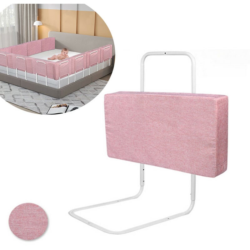 Aufun - Barrière de sécurité pour lit bébé,réglable en Hauteur avec 5 Trous,Protection Contre Les Chutes,barrière de sécurité pour Enfant (60mx1,Rose)
