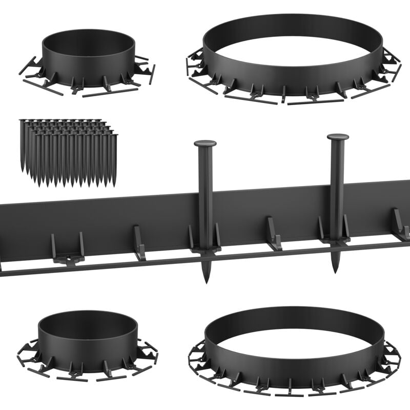 Bordure de Gazon Flexible en Plastique 12m, Bord Pavé pour Délimitation de Parterres avec 50 Piquets de Terre, Noir (78mm) - Aufun