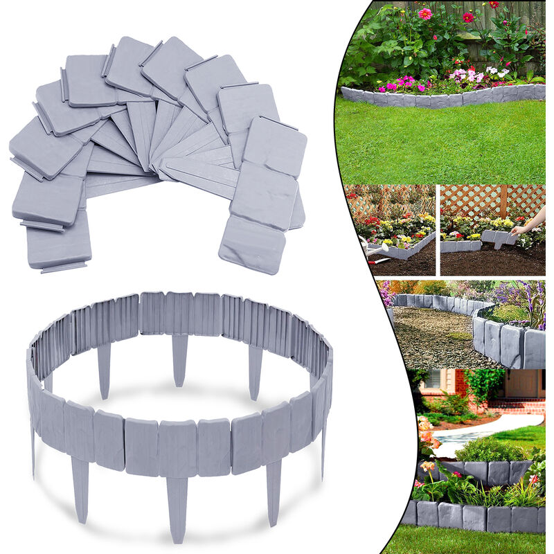 AUFUN Bordure de jardin en plastique de 5m en polypropylène