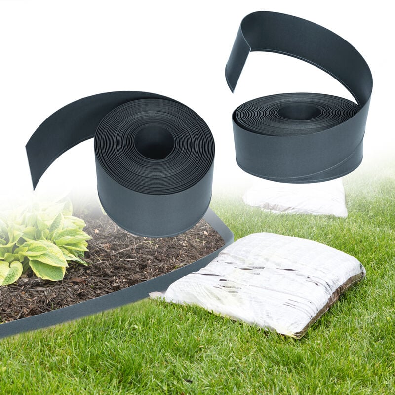 Bordure de pelouse en Plastique pe 20 m, 2 mm, Bordure de Gazon pour Courbes, Bordure Invisible en Plastique Solide Décorative Parterre (20 m x 12