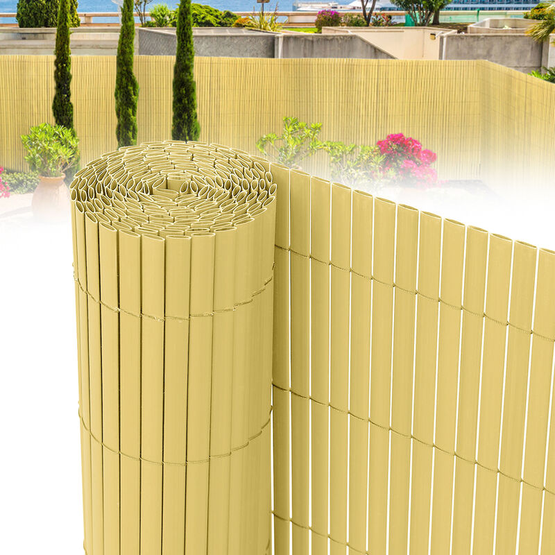 Aufun - Brise-vue en pvc - 120 x 1000 cm - bambou- Protection contre le vent - Pour jardin, balcon et terrasse (120 x 1000 cm, bambou)
