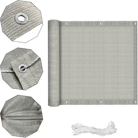 AUFUN Brise-vue pour balcon - En polyéthylène haute densité - Avec illets et cordon - Protection solaire contre le vent
