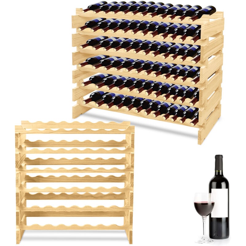 Aufun - Casier à vin en bois avec 6 étagères pour 72 bouteilles, porte-bouteilles robuste et support à bouteilles pour cuisine, salle à manger et