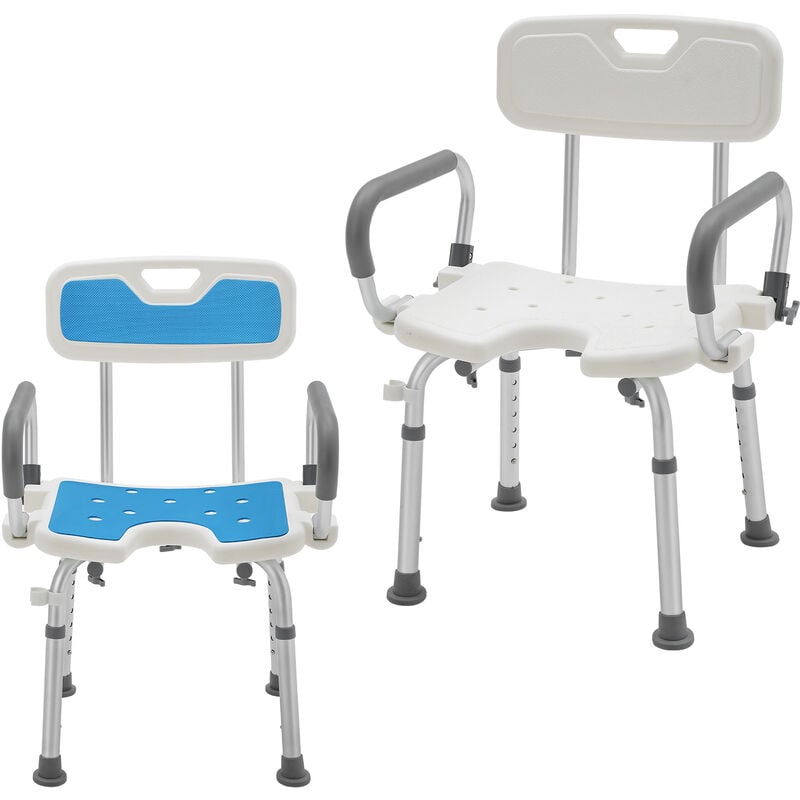 Chaise de Douche Ergonomique Hauteur Réglable avec Accoudoirs et Dossier Amovibles- Tye b - Aufun
