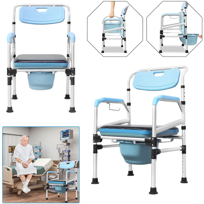 AUFUN chaise de toilette réglable en hauteur dossier ergonomique