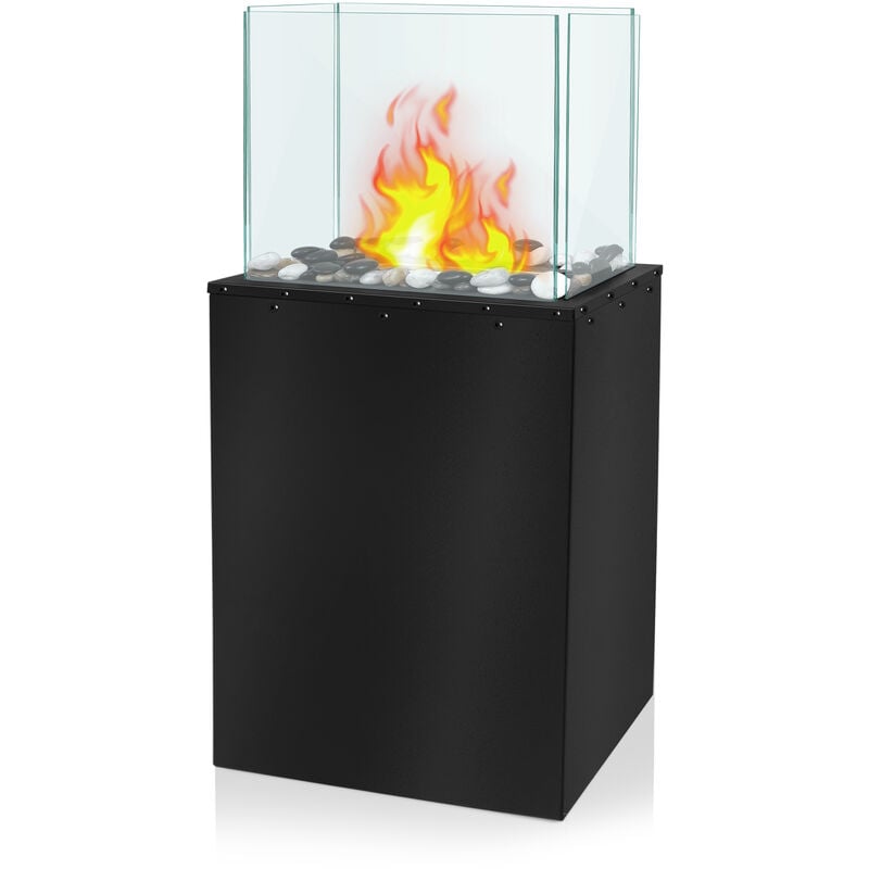 AUFUN Cheminée Bioéthanol 80x38x15cm - Cheminée rectangulaire sur pied pour intérieur/extérieur, belles flammes, lanterne, torche de jardin, modèle
