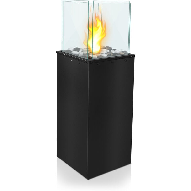 Aufun - Cheminée Bioéthanol 80x24.5x20cm - Cheminée carrée sur pied pour intérieur/extérieur, belles flammes, lanterne, torche de jardin, modèle