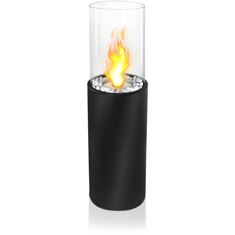 Aufun - Cheminée Bioéthanol 80x23x23cm - Cheminée ronde au sol pour intérieur/extérieur, belles flammes, lanterne, torche de jardin, modèle Rund.