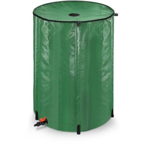 AUFUN Cisterne per l'acqua piovana, Bidone per acqua piovana pieghevole 200L, con Rubinetto, resistente alla ruggine e alle intemperie (verde)