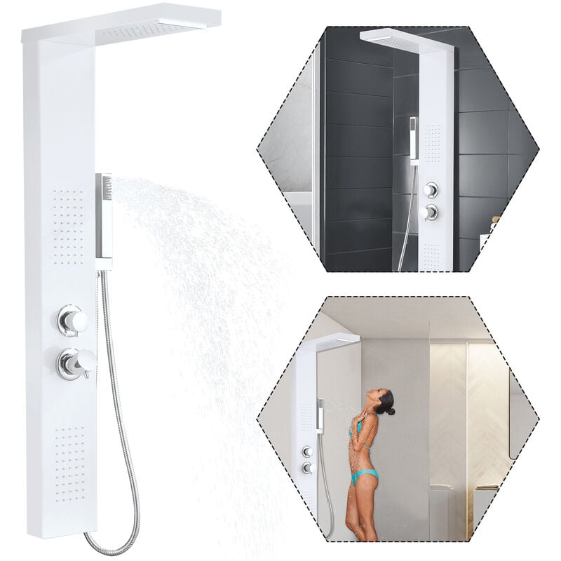 Aufun - Colonne de douche en acier inoxydable avec douche à effet pluie