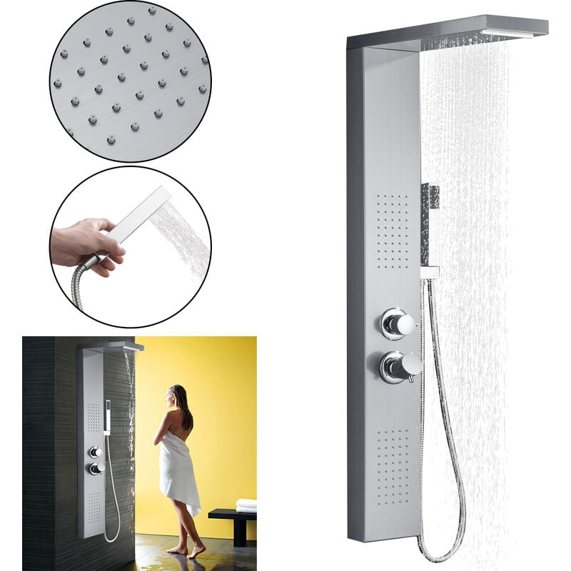 AUFUN Colonne de douche en acier inoxydable avec douche à effet pluie
