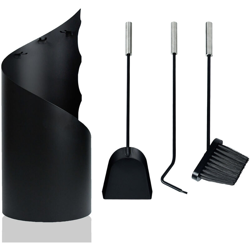 Couverts de cheminée Ensemble de cheminée moderne en 4 parties (noir - Aufun