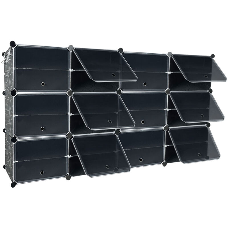 Diy étagère à Chaussures avec 24 boîtes à Chaussures, 6 organisateurs de Chaussures en Plastique Stable pour Le Hall (163x32x93cm) - Aufun