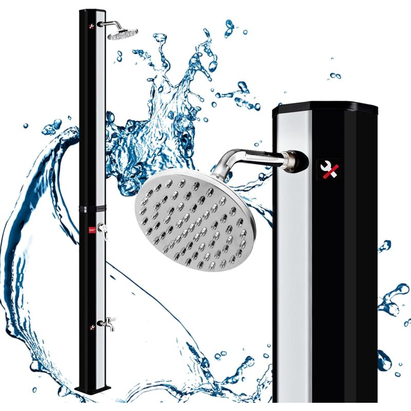 Aufun - Douche solaire de 35 litres, douche extérieure à eau chaude max 60°C, douche pour piscine avec pomme de douche adaptée aux tuyaux d'arrosage