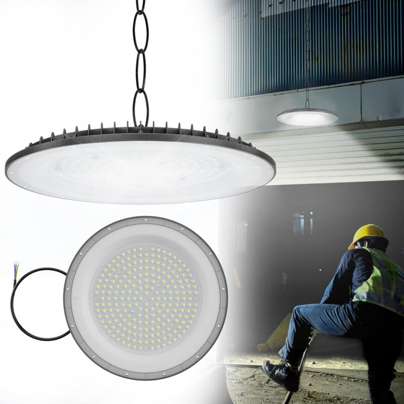 Clairage industriel led ufo de 200W, Lampe haute bay, Éclairage de halle led de 10000LM, Lampe industrielle, Lampe extrêmement mince, Projecteur de