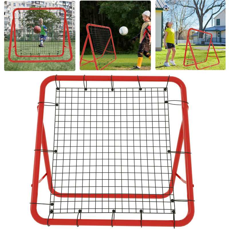 Aufun - Football Rebounder Kickback Pour Exercices - Football - Entranement Technique (100 x 100 x 65 cm, Rouge)