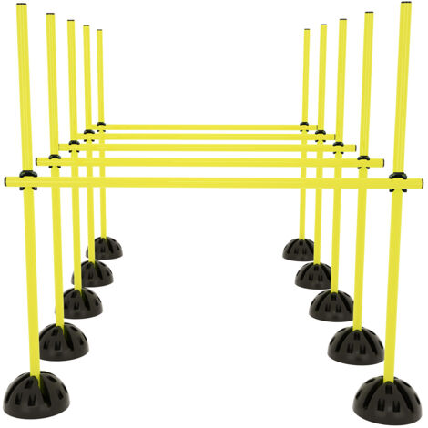 AUFUN Haies de Vitesse et d'agilité Bâtons d'entraînement pour Le Fitness Ensemble de Haies réglables pour Divers entraînements Obstacles de Coordination (Jaune)