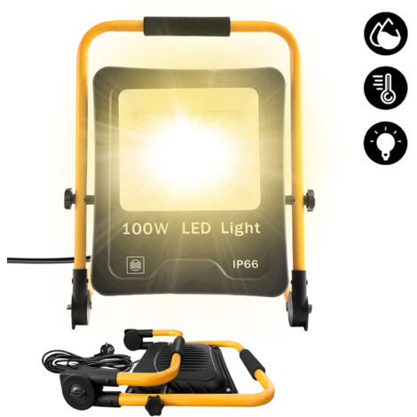 AUFUN Lampe de chantier LED avec connecteur avec 3m cable Blanc Chaud 100 W