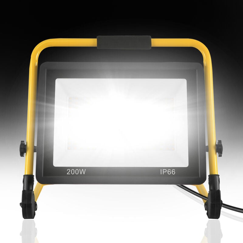 Aufun - led Construction Spotlight avec prise et 3M cable et support de pliage100 w Blanc Froid