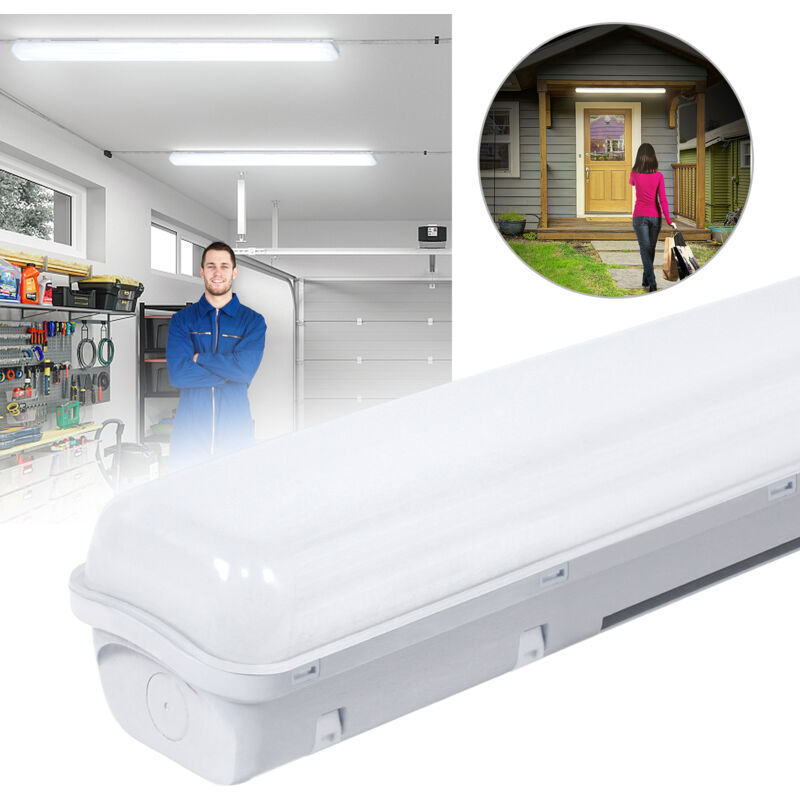 Image of Led luce per ambienti umidi con 2x strisce luminose, massimo comfort di illuminazione IP65 luce per applicazioni esterne, 36W, 120cm, bianco neutro