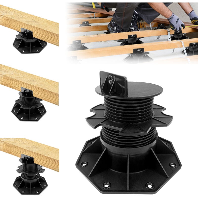 Aufun - Lot de 20 paliers réglables en hauteur pour pieds de terrasse wpc, bpc, pieds réglables de 60 mm à 140 mm