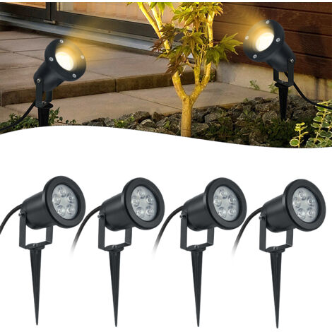 AUFUN Lot de 4 lampes LED 3 W IP65 pour extérieur jardin bassin blanc chaud
