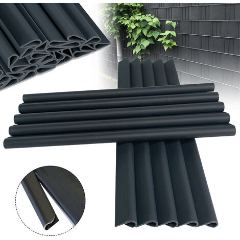 AUFUN Lot de 50 clips de fixation en PVC pour bandes brise-vue Anthracite 190 x 15 mm