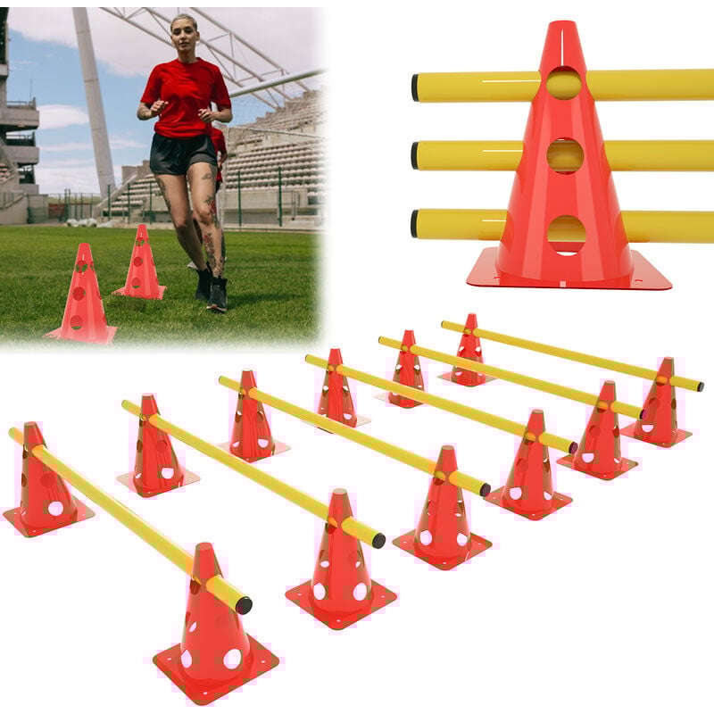Lot de 6 Haies de Sport, entranement de Coordination, Haies Coniques de 32 cm pour Chiens, Enfants, Hauteur réglable - Aufun