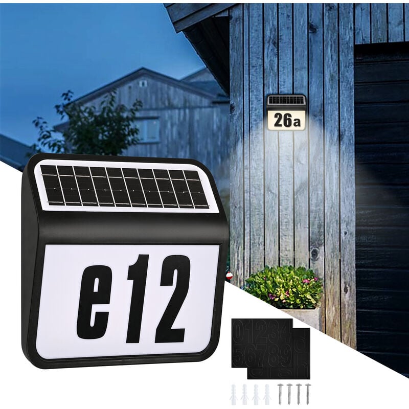 AUFUN Lumière pour Numéro de Maison Solaire: Numéro de Maison Éclairé en Acier Inoxydable IP44