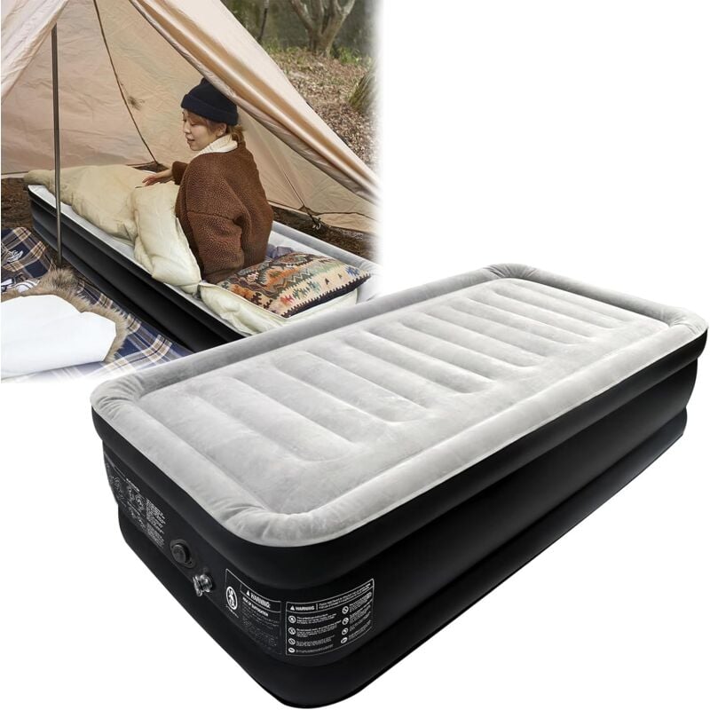 Matelas pneumatique avec pompe électrique intégrée, matelas auto-gonflant pour camping ou usage domestique, 187x90x46 cm (Lit simple) - Aufun
