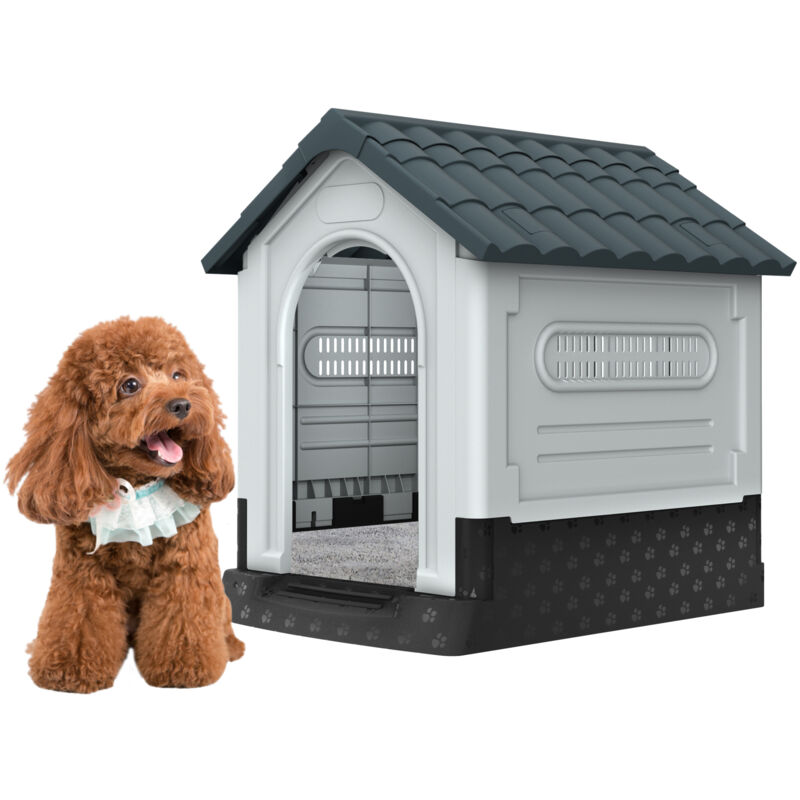 Aufun - Niche d'extérieur en plastique , abri pour chien isolé hydrofuge, niche pour chien robuste avec grille d'aération et plancher surélevé,