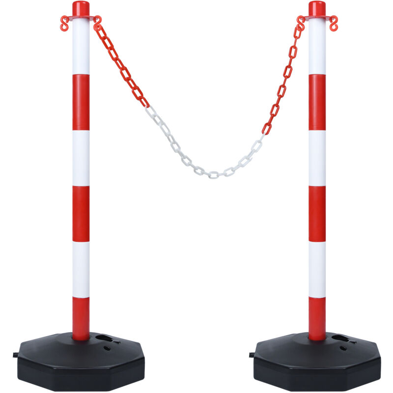 Image of Paletti e colonnine di sicurezza 2 pali di bloccaggio, 82 x 28 x 28 cm, con catena di intercettazione da 1,4 m e base per il controllo del traffico o