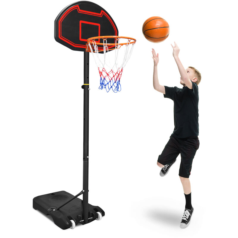 AUFUN Panier de basket avec support réglable en hauteur de 160 à 210 cm, portable, adapté pour une utilisation en intérieur et en extérieur.