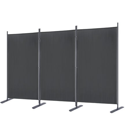 AUFUN Paravent Cloison de séparation Cloison de séparation Pliable Réglable Séparation de pièce pour bureaux, jardin balcon(Gris foncé, Beige)