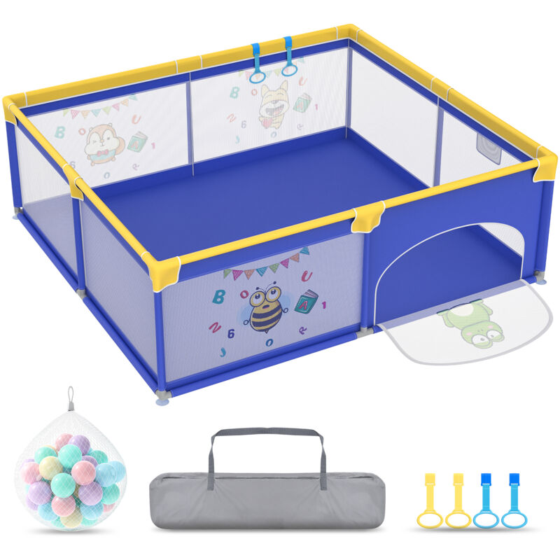 Parc pour bébé Barrière de parc 200 x 180 cm Centre d'activités avec base antidérapante Aire de jeu de sécurité en maille respirante (200 x 180