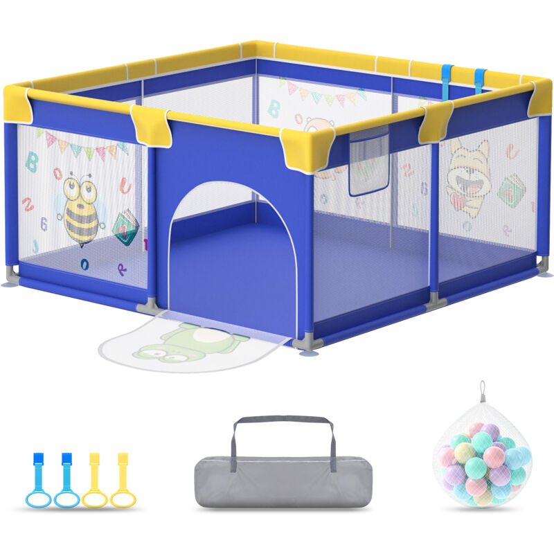 AUFUN Parc pour bébé Barrière de parc 127 x 127 cm Centre d'activités avec base antidérapante Aire de jeu de sécurité en maille respirante (127 x 127